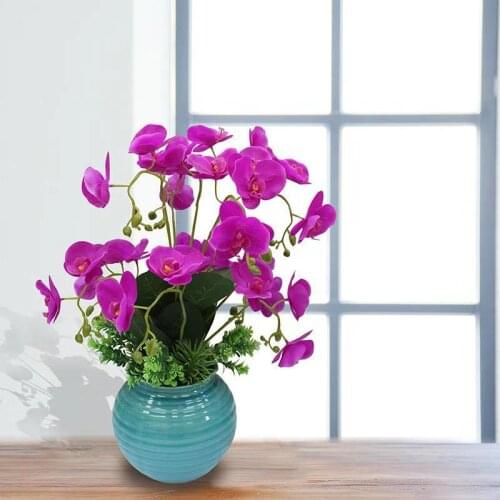 33 Heads Artificial Butterfly Orchid Fake Phalaenopsis Real Touch Latex Artificial Flowers With leaves Wedding Home Decor