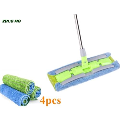 4pcs blue green Microfiber Mop Head super rag Fiber towel kitchen Floor cleaning cloth Flat Mop replacement cloth for home