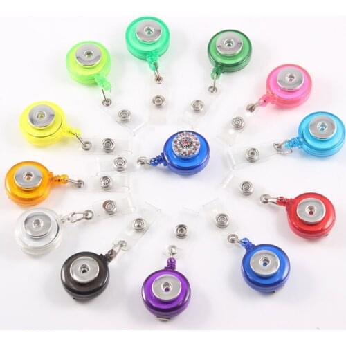 Retractable Ski Pass ID Card Badge Holder Reel Pull Key Name Tag Recoil Reel Fit 18MM Snap Button Jewelry For School Hospital