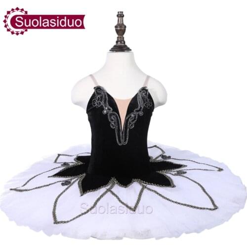 Girls Black Ballet Tutu Swan Lake Performance Stage Wear Kids Professional Ballet Dance Competition Costumes Women Ballet Skirt