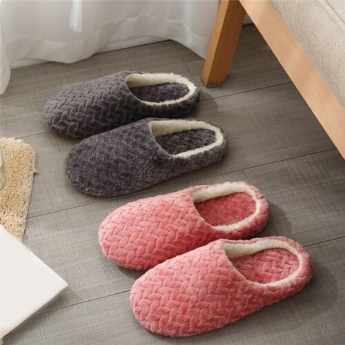 Indoor Non Slip fall/winter Slippers Plush Soft Bottom Fashion Checkered Couple Home Casual Slippers