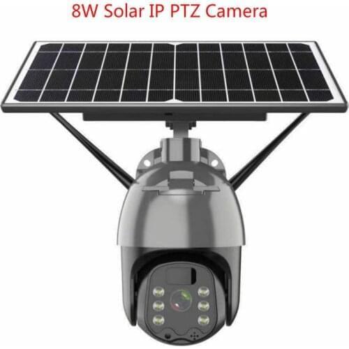 1080P Full Black Color Solar Battery Charge Wireless IP Cameras Cloud Storage SD Card Storage P2P 8W Solar IP PTZ Cameras