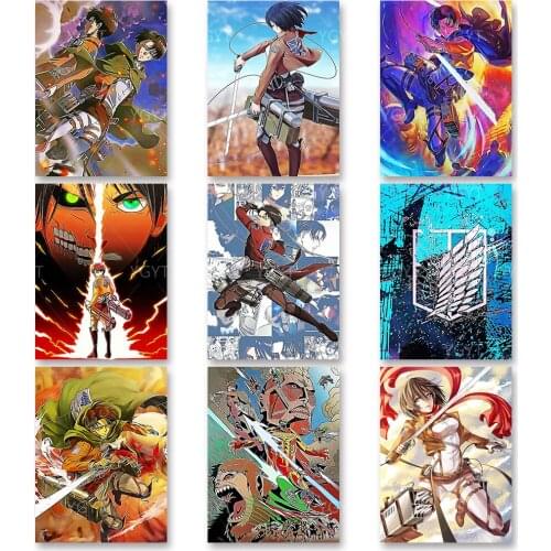 Diy 5D Diamond Home Decoration Embroidery Attack on Titan Painting Picture Cross Stitch Full Round Drill Gift Wall Sticker Anime