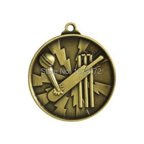 Low price Cricket Medal chepa Gold 3d Effect medals Includes Ribbon and Engraving High quality custom 3d carved medals