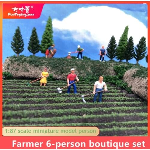 Funtrying 1:87/72HO Scale Simulation Model Figures Farmer Sand Table Miniature Scene Farm Character Photography
