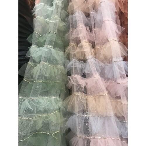Fashionable nigerian lace fabric colorful SYJ-966814 french net fabric with stones for nice dress