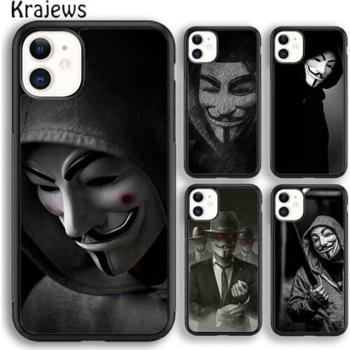 Krajews Anonymous Hacker Soft Phone Case Cover For iPhone 5 SE 6s 7 8 plus X XR XS 11 12 pro max Samsung Galaxy S8 S9 S10