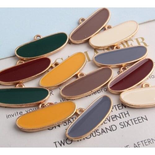 Irregular Geometric Ellipse Pendant Enamel Charm Fashion Personalized Handmade Necklace Earrings 100PCS