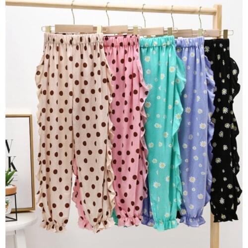 New arrival baby girls summer cotton thin trousers 4-13T babe girl stylish Anti-mosquito loosen child pants kids active pants