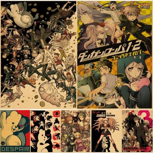 Japanese Anime danganronpa Poster Cartoon Kraft Paper Vintage High Quality Home Room Art Print Wall Sticker Decoration Painting
