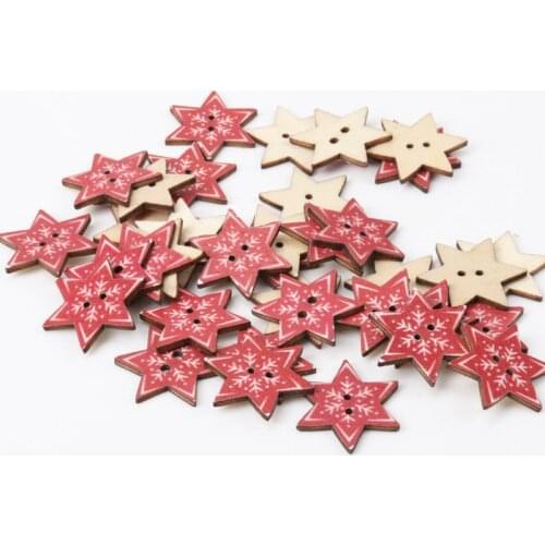 Button accessories for clothes Mix Six-pointed Star Wooden Buttons Botones Handmade Accessories Decoration 25mm 20pcs