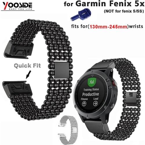 26mm Quick Fit Stainless Steel Ball Point Watch Band Strap for Garmin Fenix 5X/3/3 HR/D2 Charlie/Descent Mk1(Not Fit Fenix5/5S)