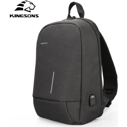 Kingsons Single Shoulder Back packs Cross-Body Shoulder Bags Fashion USB Charging Travel Back pack Casual Messenger Pack