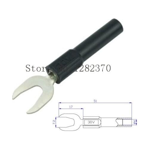 [SA] FK4451 high quality copper insert terminals Y fork turn 4mm banana plug receptacle opening piece Spade Lug --50pcs/lot