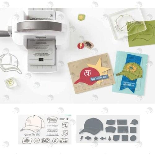 HATS Fathers Day Background Greeting Card Metal Cutting Dies Stamp DIY Scrapbooking Craft Embossing Stencil 2021 Make Albums