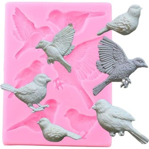 3D Birds Silicone Mold Cupcake Topper Fondant Molds DIY Baking Cake Decorating Tools candy Chocolate Gumpaste Clay Resin Moulds
