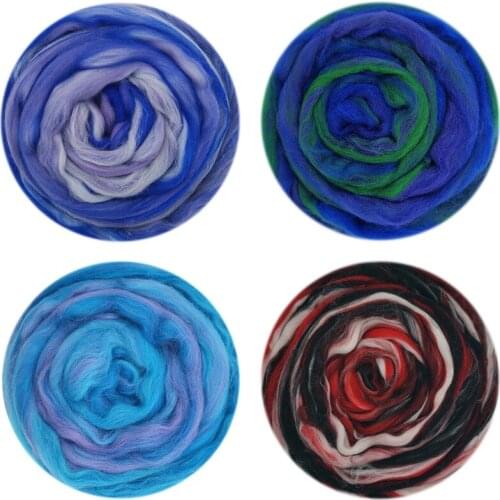 Blended Wool Roving 50g 4 Type Merino Mixed Fiber Hand Dyed Wool Top Art Wet Felting Supplies Needle Felting DIY Wool Roving (E)