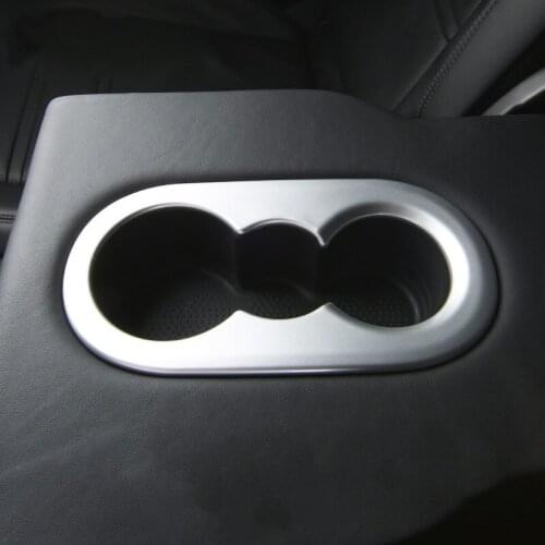 Car Styling Rear Seat Water Cup Holder Frame Decoration Sticker Trim For Porsche Cayenne 2018-19 Carbon Fiber Color Accessories