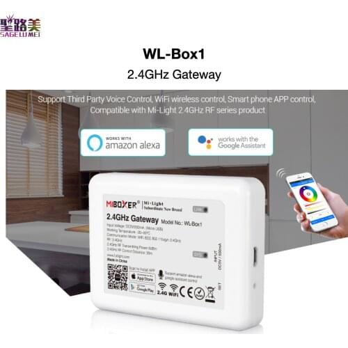 WL-Box1 2.4GHz Gateway APP / WiFi / Third Party Voice Control Compatible with Mi-Light 2.4GHz RF Series Product MiBOXER Mi-Light