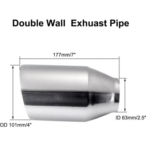 Universal 2.5" Inlet 4" Outlet Car Exhaust Tip Auto Tail Pipe Muffler Dual Wall Angle Cut Outlet Nozzle exhaust valve systems