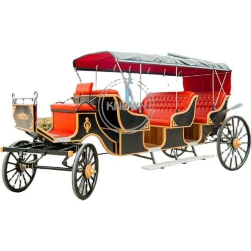 Vintage Classic Metal Wagon Horse Carriage With Three Row Seats Suit For 6-8 People With Free Shipping By Sea