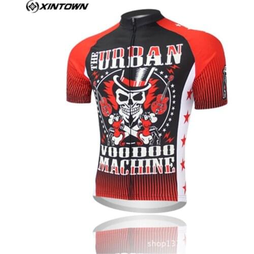 Xintown Short Sleeve 100% Polyester Skull Cycling Jersey Men Breathable Cycling Clothing mtb Road Bike Jersey Bicycle Clothes