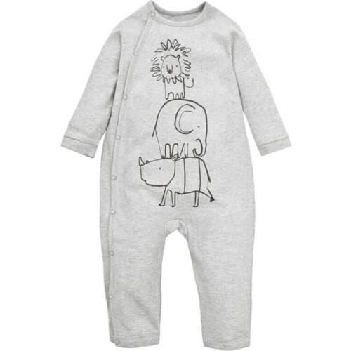 Y382 free shipping New spring Lovely Baby Newborn Girls Boys Children long sleeve cotton Conjoined clothing Gray cute animal