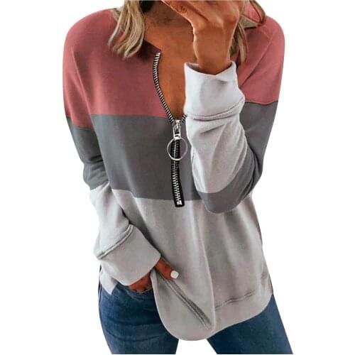 Womans Zipper T-shirt 2021 Spring and Summer New Fashion Printed Long Sleeve Casual Plus Size Soft Comfortable Thin Top