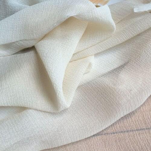 100% pure silk georgette crushed fabric seersucker fabric dress cloth cream color wedding dress cloth