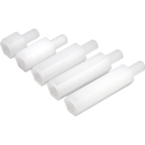 100pcs/lot M4*35+6 Nylon Hex Standoff Spacer M4 Male x M4 Female 35mm Length Metric Thread
