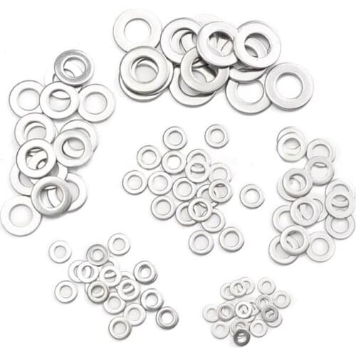 105pcs 304 Flat Stainless Steel Washers M3 M4 M5 M6 M8 M10 for Screws Repair Kit Tool