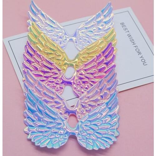 20pcs/lot 9.5*6.5cm Big size Pu shiny angel wing Padded Appliques For Bow Clip Accessories DIY Kid patches