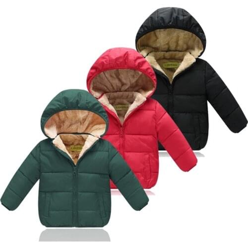 2021 Winter Childrens Jacket Padded Clothes Thicken Baby Hooded Coat Toddler Boy Girls Solid Outwear Childrens Autumn Clothing