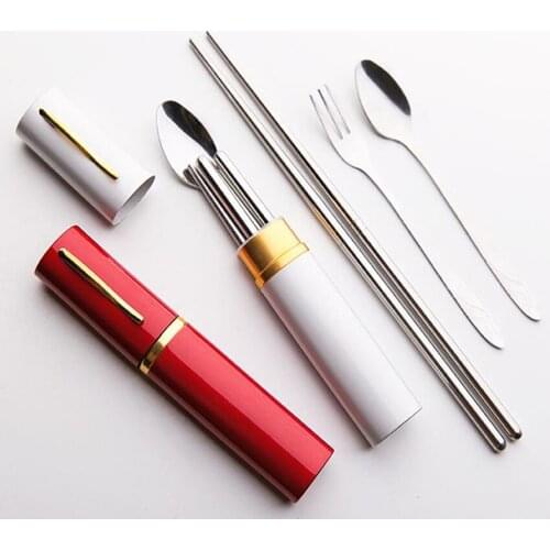 3 Pcs Stainless Steel Portable Tableware Dinnerware Travel Camping Cutlery Set Picnic Tool Fork spoon Chopsticks Set