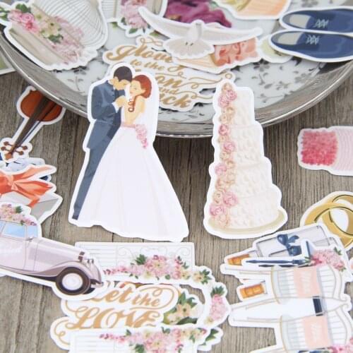 30pcs Wedding Party Love Decorative Stickers for Suitcase Luggage Laptop Phone Case Diary Photo Album