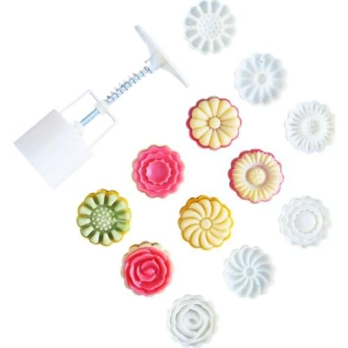 50LB Plastic Mooncake Mold 50g Flower Stamp Press Cookie Cutter Mould DIY Baking Accessories Mid-Autumn Festival