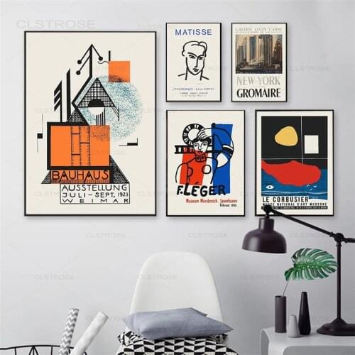 Retro Abstract Wall Art Exhibition Poster Canvas Painting Nordic Minimalist Prints Wall Pictures for Living Room Decoration