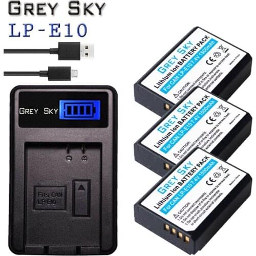 LP-E10 LP E10 LPE10 Battery and Charger for Canon EOS 1100D 1200D 1300D Kiss X50 X70 X80 Rebel T3 Batteries