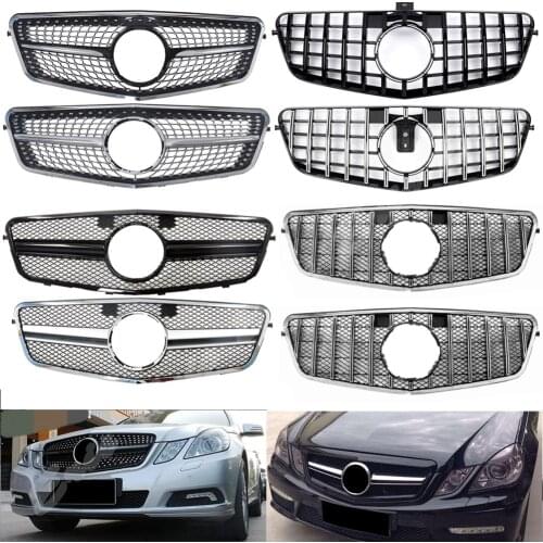 Car Front Racing Billet Bumper Grille Upper Facelift Grill For Mercedes-Benz E-Class W212 2009 2010 2011 2012 2013 Diamond GTR
