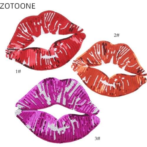Big Size Sexy Sequined Lips Patch Iron on Embroidery Mouth Cloth Sticker Set for Jackets DIY Heat Transfer Accessories Badge H