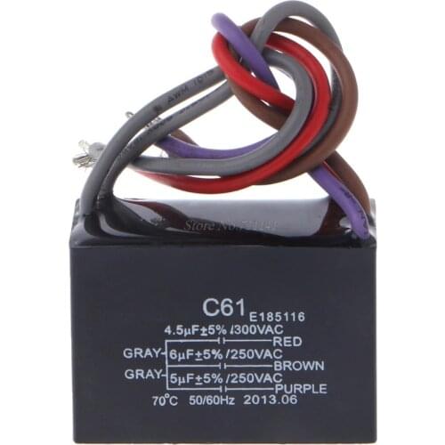 CBB61 Electrical Power Relay Connecting Capacitor 4.5uf+6uf+5uf 250V 5 Wire Trimmer Capacitors Dropship