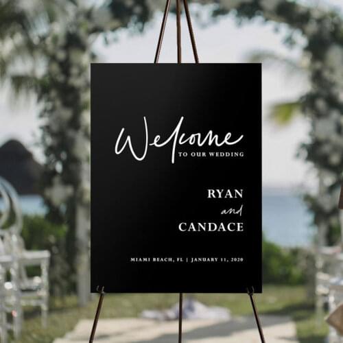 Black Clear Acrylic Wedding Sign Personalized Wedding Welcome Sign Board Welcome to our Wedding Sign