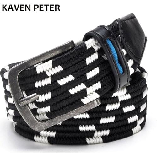 Elastic Belt With Stretch Casual Golf Belt Waistband Braided Style Five Color Match Antique Brass And Antique Silver Buckle