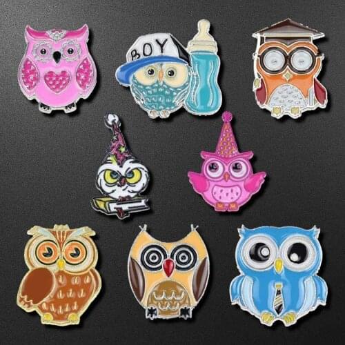 Cartoon Animal Bird Brooches Pins Cute Alloy Enamel Owl Pin Collections Bags Badge Gifts Brooch Jewelry child Birthday Gifts