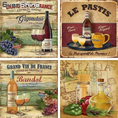 Evershine Diamond Embroidery Cross Stitch Full Square Drill Diamond Painting Cartoon Rhinestone Picture Red Wine Wall Stickers