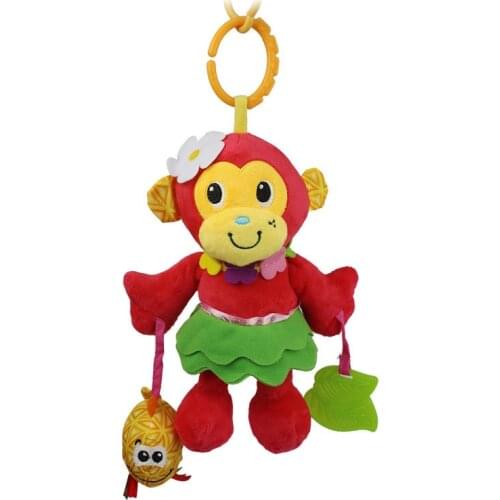 HOT 25cm Baby Rattles Toy Plush Stuffed hanging Cute Red Monkey sound teether Bell Baby Crib Stroller 0-12 months Play Doll