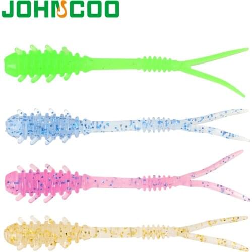 JOHNCOO 20pcs TPR Soft Worm Fishing Lure Soft Bait 53mm 0.4g Pesca Jig Trout Jig Swimbait Flowting Jig lure