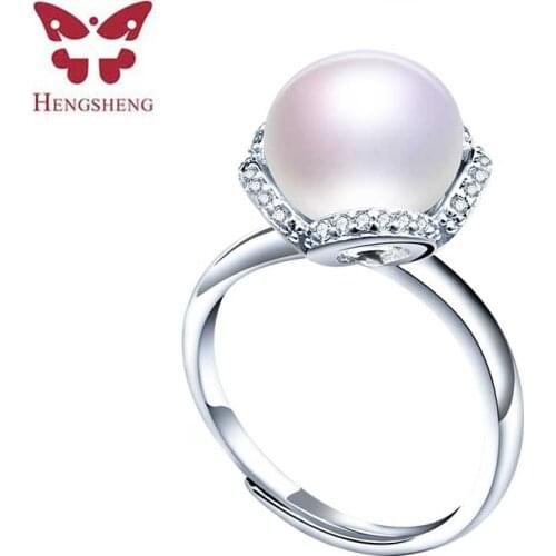 HENGSHENG Pearl AAAA 10-11mm Jewelry Ring White Pink Purple Black Natural Freshwater Pearl Rings For Girlfriend Gift Cute Box