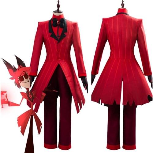 Hazbin Cosplay Hotel ALASTOR Uniform Cosplay Costume Adult Men Halloween Carnival Christmas Costumes Red Suit