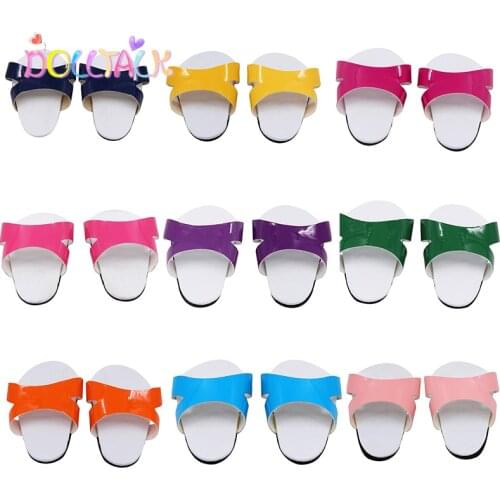 Hot Sale 6.5 cm Smooth Doll Sandals For 18 Inch American &New Born Baby Dolls Foam Sole Leather Doll Shoes Fit Our Generation